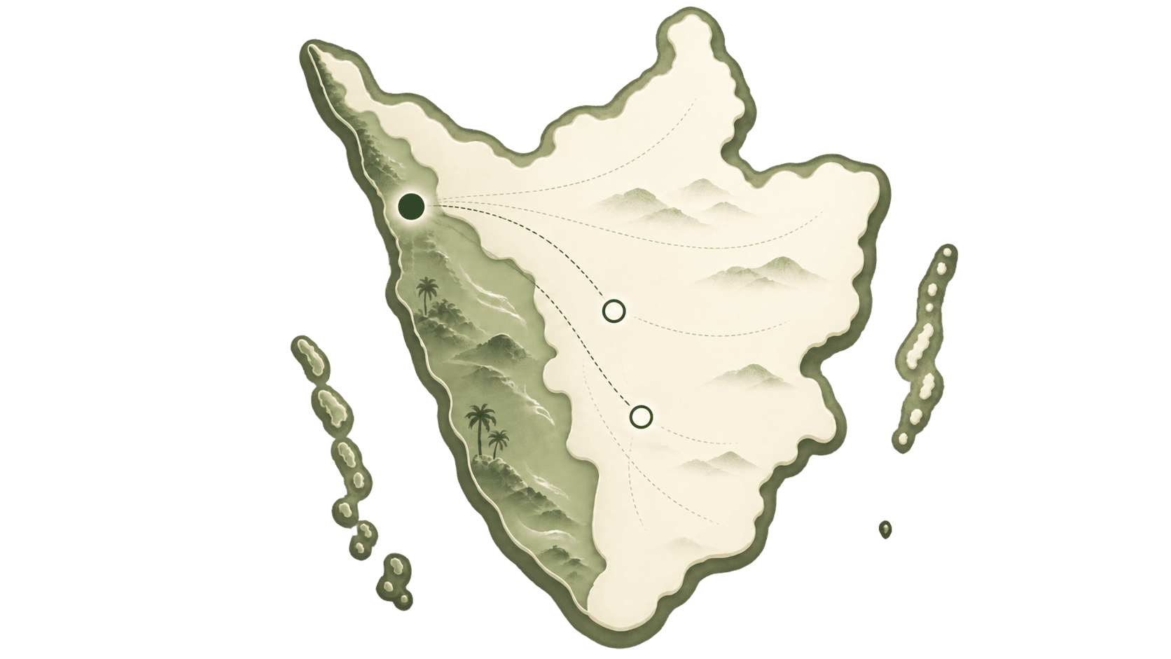 Map showing Kannur as the current operational base and planned expansion toward Coimbatore and Madurai