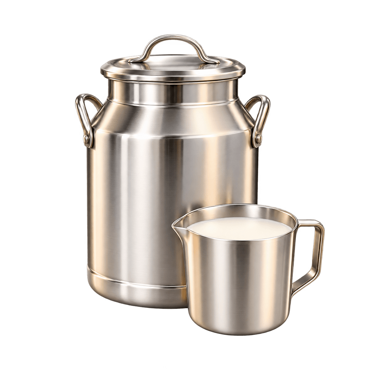 Stainless milk can and measuring cup