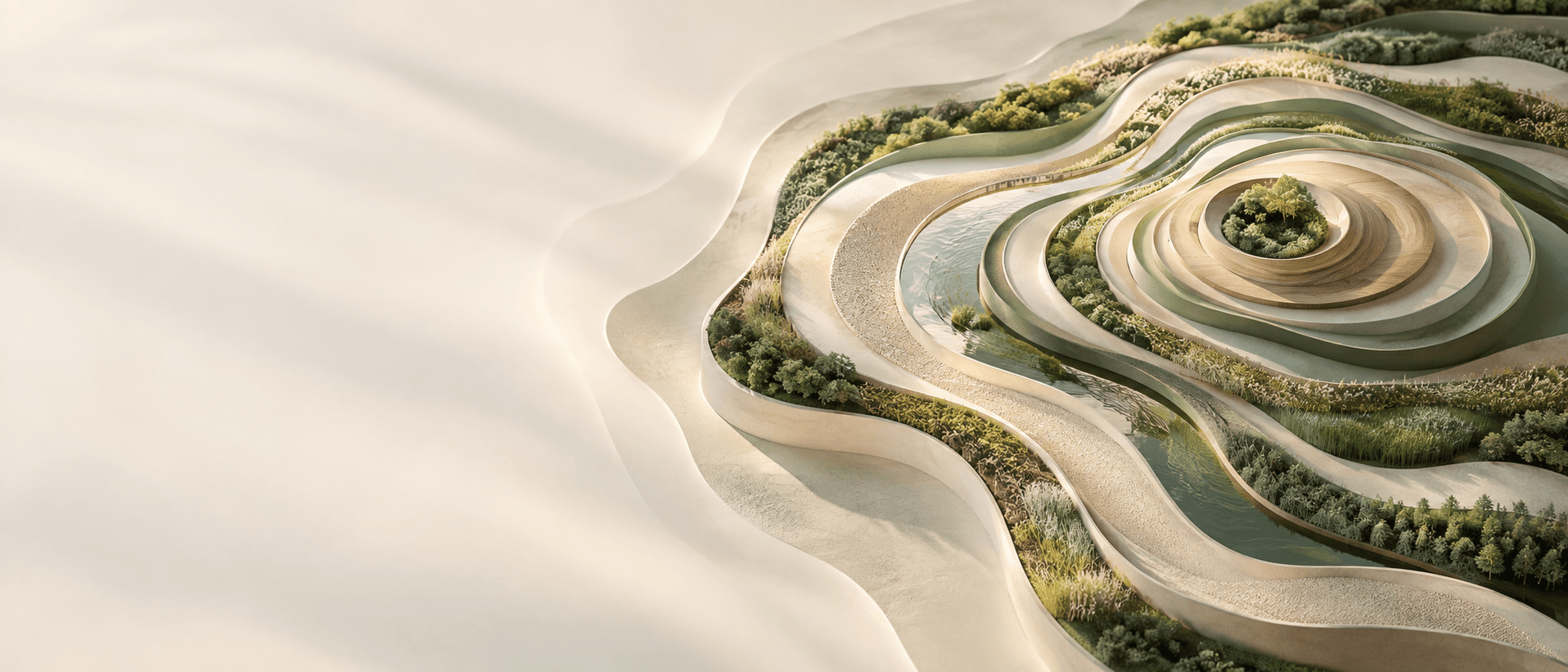 Layers of land and resources forming a calm landscape of growth