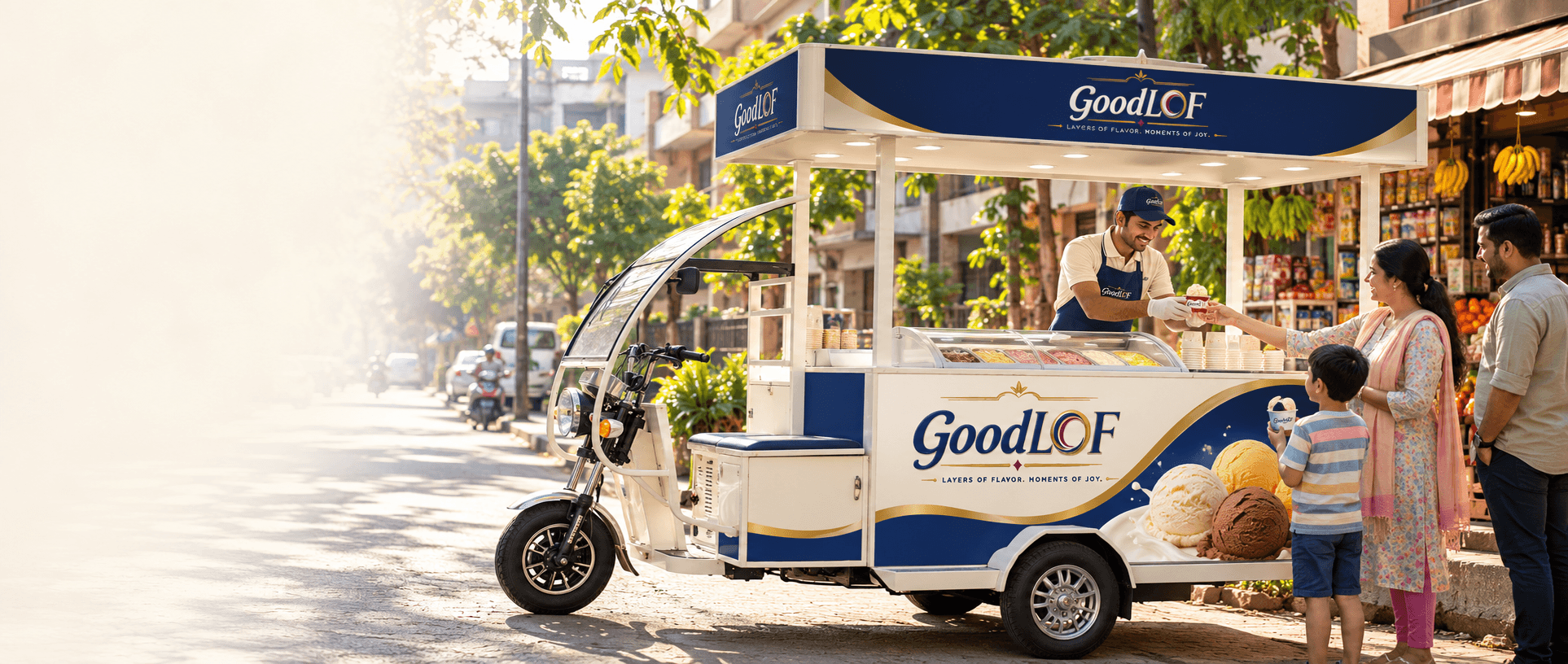 Freezer on Wheels serving customers in a local market